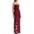 ROTATE Birger Christensen Long Mesh Dress With Embroidered Flowers. TAWNY PORT