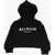 Balmain Logo Print Brushed Cotton Hoodie Black