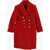 Balmain Wool Double Breasted Coat With Peak Lapel Red