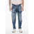 DSQUARED2 Bro Fit Delavè Denims With All-Over Rhinestones 18Cm Light Blue