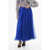 Alexander McQueen Silk Chiffon Flared Skirt With Back Zip Blue