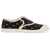 Valentino Garavani Black Cotton Sneakers With Floral Pattern And Rubber Sole NERO-ROSA-VERDE/IVORY/IVORY