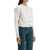 ROTATE Birger Christensen Ivory White Short Cotton Cardigan With Crew Neck EGRET