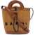 Marni Light Brown Woven Fabric And Leather Bag With Circular Handles RAW SIENNA