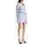 THE ATTICO Mini Striped Dress With V-Neck, Long Sleeves, White And Navy Blue Cotton, Tied Waist WHITE/NAVY BLUE