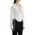 MUGLER Slim Fit V-Neck Optical White Organic Cotton Shirt BLANC OPTIQUE