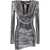 Balmain Balmain Cowl Neck Metallic Short Dress Clothing GREY