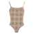 Burberry Burberry Vintage Check Motif One-Piece Swimsuit Beige