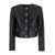 Michael Kors Black Cropped Jacket With Shoulder Pads In Leather Woman Black