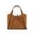 Stella McCartney Beige Shoulder Bag With Logo With Studs On The Front In Suede Woman BROWN