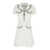 Self-Portrait White Mini Dress With Notched Collar And Contrasting Trim In Viscose Blend Stretch Woman WHITE