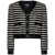 Balmain Black And White Cropped Striped Jacket In All-Over Sequins Fabric Woman MULTICOLOR