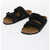 Birkenstock Solid Color Nubuck Leather Sandals With Touch Strap Closure Black