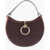 Chloe Solid Color Leather Hobo Bag With Suede Detail Burgundy