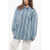 Nanushka Awning Striped Denim Beaux Overshirt With Logo Buttons Blue