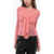 Blumarine Long Sleeved See-Through Top With Bow Pink