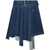 Off-White Pleated Asymmetric Denim Skirt Blue