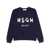 MSGM Msgm Black Crewneck Sweatshirt With Logo Print BLUE