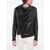 Balmain Front Draped Leather Jacket With Decentralized Zip Black