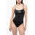 DSQUARED2 Icon Solid Color One-Piece Swimsuit With Contrasting Logo Black