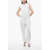 Woolrich Sleeveless Denim Jumpsuit With Drawstringed Waist White
