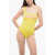 DSQUARED2 One-Piece One-Shoulder Swimsuit With Contrast Logo Yellow