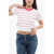 DSQUARED2 Awning Striped Knitted Crop Top White