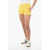 DSQUARED2 Brushed Cotton Shorts With Logo Patch Yellow