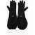 Prada Leather And Nylon Glovers With Embossed Logo Black
