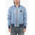 Viktor & Rolf Front Zipped Checked Nylon Bomber Jacket Light Blue