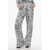 Off-White Printed Satin Tattoo Pajama Palazzo Pants Black & White