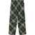 Burberry Tartan Patterned Nylon Sweatpants With Drawstringed Ankle Green