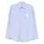MSGM Light Blue Shirt With All-Over Striped Motif And Logo On The Front In Cotton Man BLUE