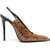 Saint Laurent Animal Patterned Patent Leather Slingbacks With Stiletto Hee Brown