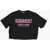 DSQUARED2 Solid Color Crewneck T-Shirt With Printed Logo Black