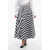 Patou Flared Midi Dress With Striped Motif Black & White