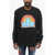 DSQUARED2 Crew Neck Rainbow Leaf Fleeced Cotton Sweatshirt Black