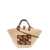 Casadei 'Panarea' Brown Shopper With C-Chain Maxi Logo In Rafia And Leather Woman BROWN