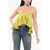 THE ATTICO Charmeuse Cropped Top With Adjustable Straps Yellow