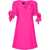 Pinko Squared Neckline Verdicchio Flared Dress With Bow On The Sle Pink