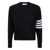 Thom Browne Thom Browne Classic Crewneck Short Pullover With White 4 Bar Stripe In Cashmere Clothing GREY