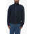 Versace Virgin Wool Zip-Up Pullover With Cable Knit Design Blue