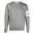 Thom Browne CLASSIC CREWNECK PULLOVER W/ 4 BAR SLEEVE IN FINE MERINO WOOL Grey