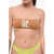 Karl Lagerfeld Solid Color Bandeau Bikini Top With Printed Contrasting Logo Brown