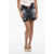 DSQUARED2 Vintage Effect Denim Mini Skirt With Frontal Split Blue