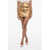 DSQUARED2 High Waist Metallic Leather Mini Skirt With Belt Gold