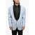 DSQUARED2 Oversized Cotton 1 Button Jacket With Rhinestone Lapel Blue