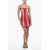 DSQUARED2 Strapless Mini Dress With Frontal Laces Red
