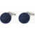 CORNELIANI Metal Cufflinks Lined With Embroidered Silk Blue