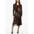 DSQUARED2 Long Sleeved Silk Blend Dress With Tartan Motif Multicolor